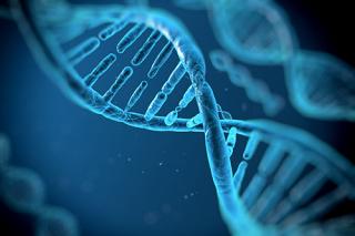 蓝色背景上的DNA分子
