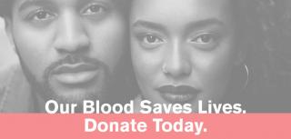 一个男人和一个女人的形象说明我们的血液拯救生命。今天捐赠